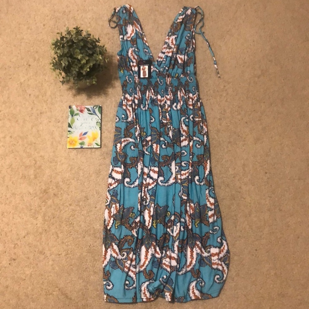 NWT WIN WIN Blue Patterned Sundress